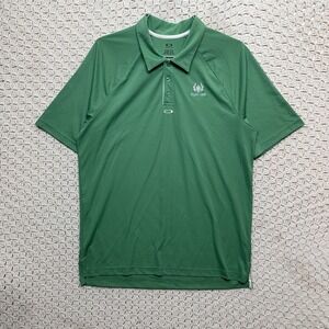 Oakley Golf Polo‎ Mens Size XL Lime Green Short Sleeve Rugby Flint Oak On Chest